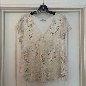 Gilli Cream Flutter Sleeve Wrap Blouse